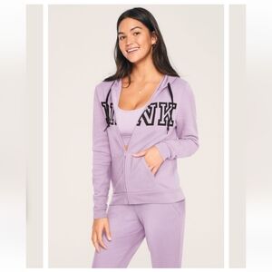 PINK VS Full Zip Hoodie Lavender w/ Black Block Logo